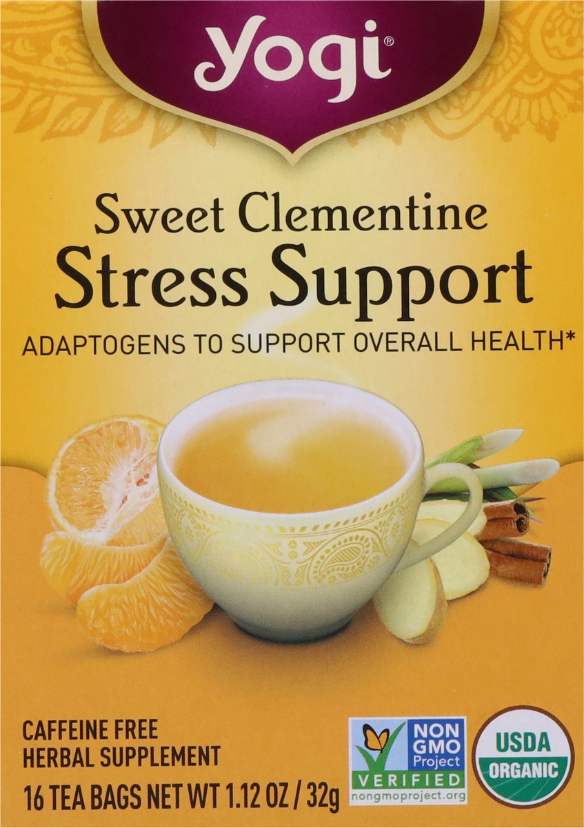 slide 2 of 9, Yogi Tea Sweet Clementine Stress Support, Organic Herbal Tea Bags, 16 Count, 16 ct