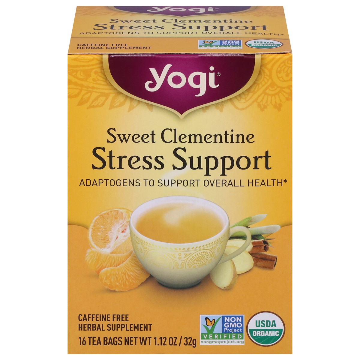 slide 1 of 9, Yogi Tea Bags Sweet Clementine Stress Support 16 Tea Bags, 16 ct