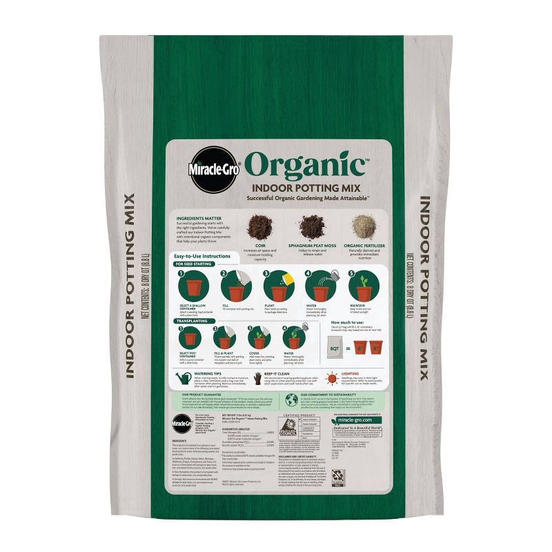 slide 6 of 6, Miracle-Gro Organic Indoor Mix 9lbs Potting Soil, 9 lb
