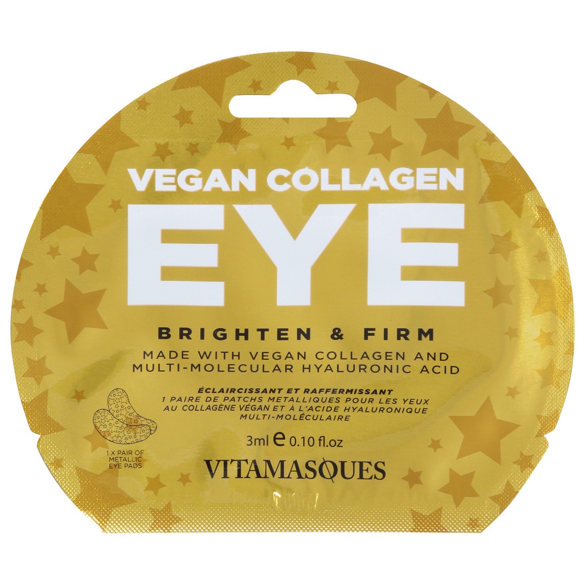 slide 1 of 9, Vitamasques Metallic Collagen Eye Pads, 1 ct