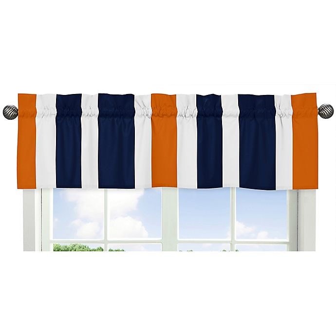 slide 2 of 2, Sweet Jojo Designs Navy and Orange Stripe Window Valance, 1 ct