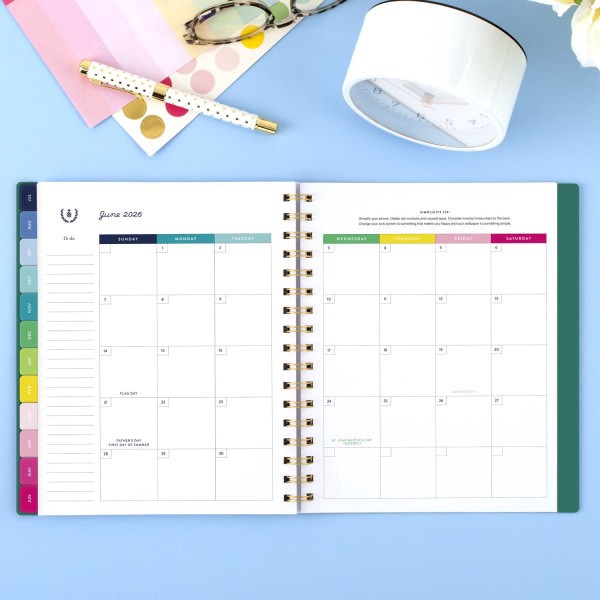 slide 3 of 10, Emily Ley Simplified by Emily Ley for AT-A-GLANCE® Academic 2025-2026 Weekly Monthly Planner, Green, Medium, 7"" x 8 3/4"", 1 ct