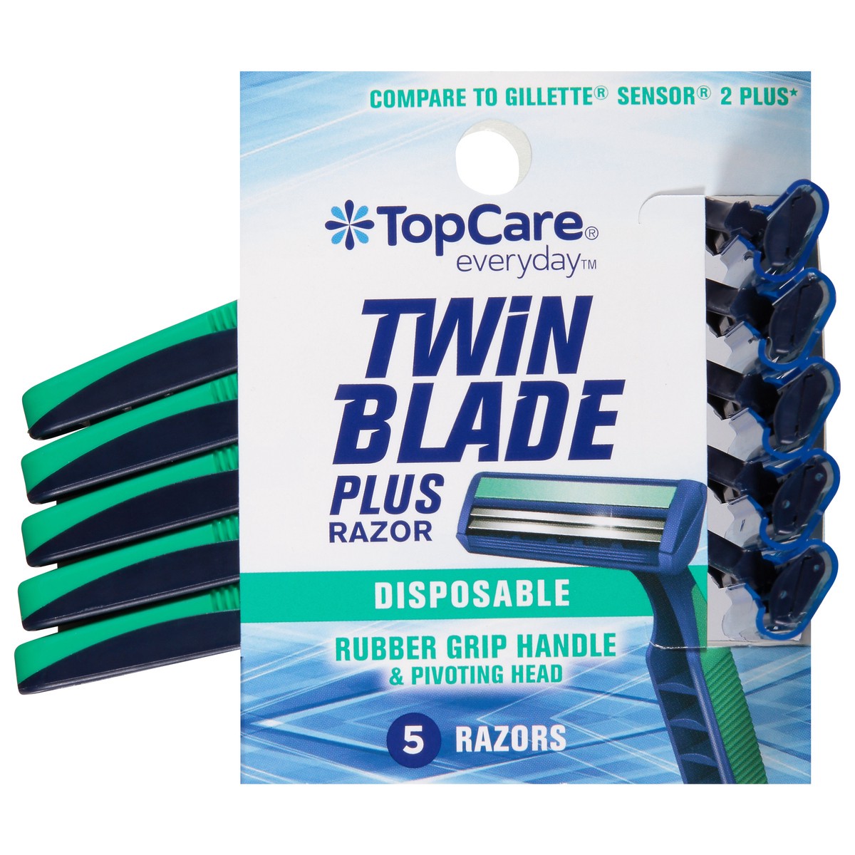 slide 1 of 9, TopCare Men's Twin Blade Disposable Razors, 5 ct