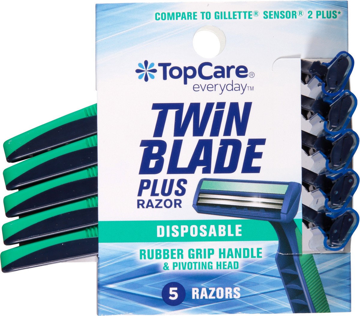 slide 7 of 9, TopCare Men's Twin Blade Disposable Razors, 5 ct