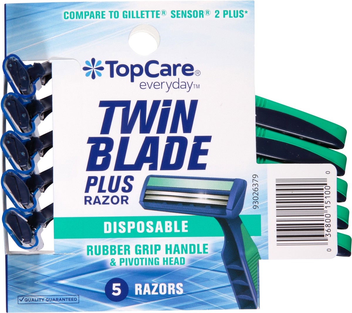 slide 8 of 9, TopCare Men's Twin Blade Disposable Razors, 5 ct