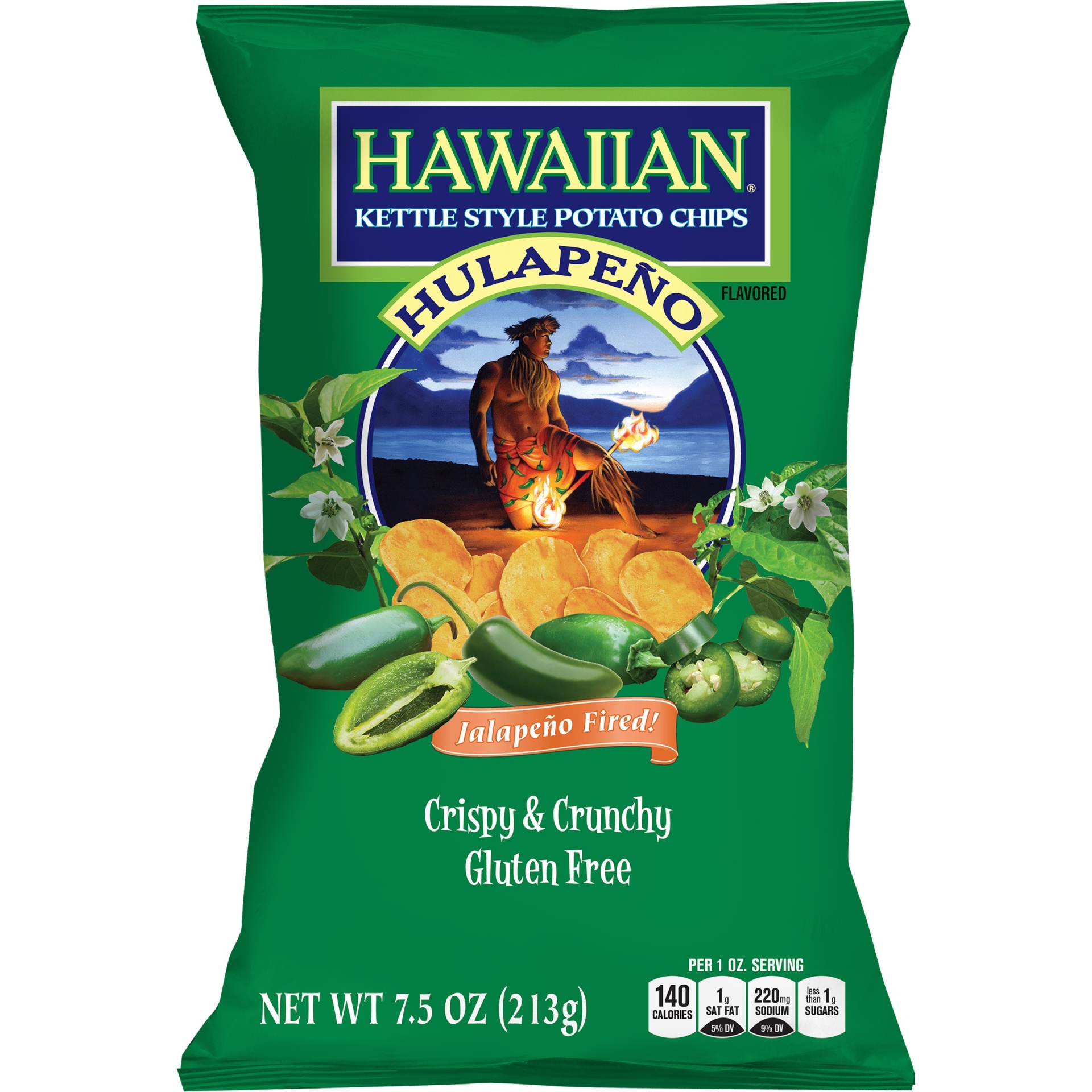 slide 1 of 1, Hawaiian Hulapeno Jalapeno Fried! Crispy & Crunchy Kettle Style Potato Chips - 7.5oz, 7.5 oz