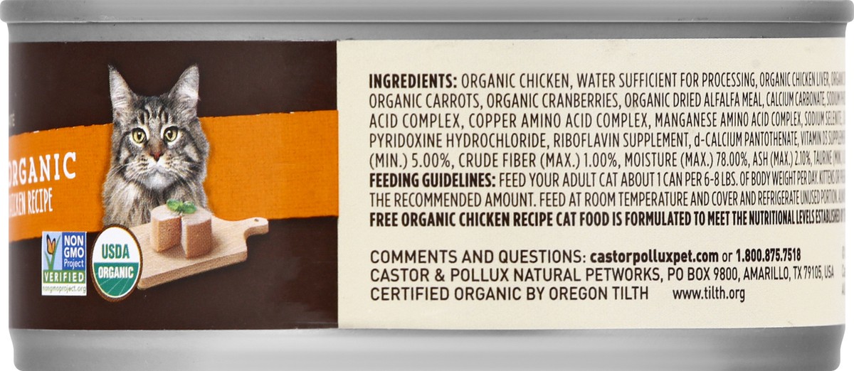 Castor Pollux Organix Grain Free Organic Pate Chicken Recipe Cat