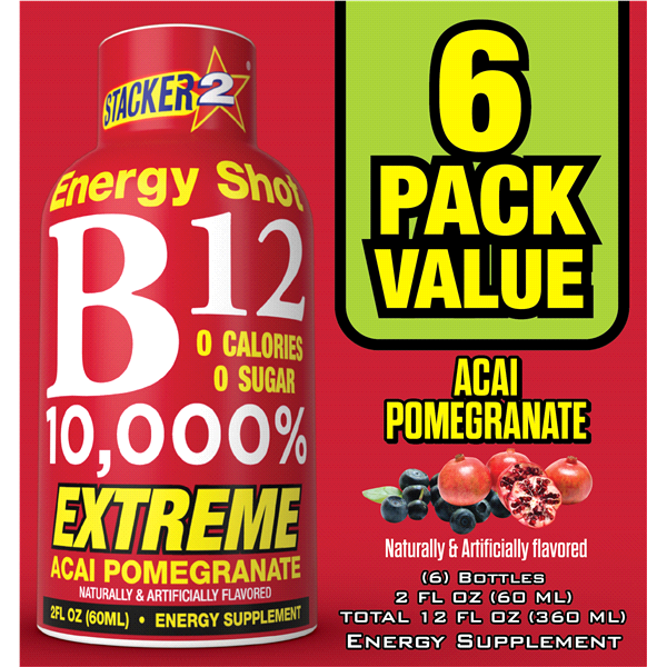 Stacker 2 Acai Pomegranate B12 Energy Shot 6 ct Shipt