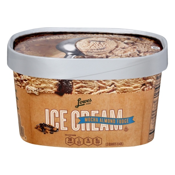 slide 1 of 1, Lowes Foods Ice Cream Premium Mocha Almond Fudge, 48 oz