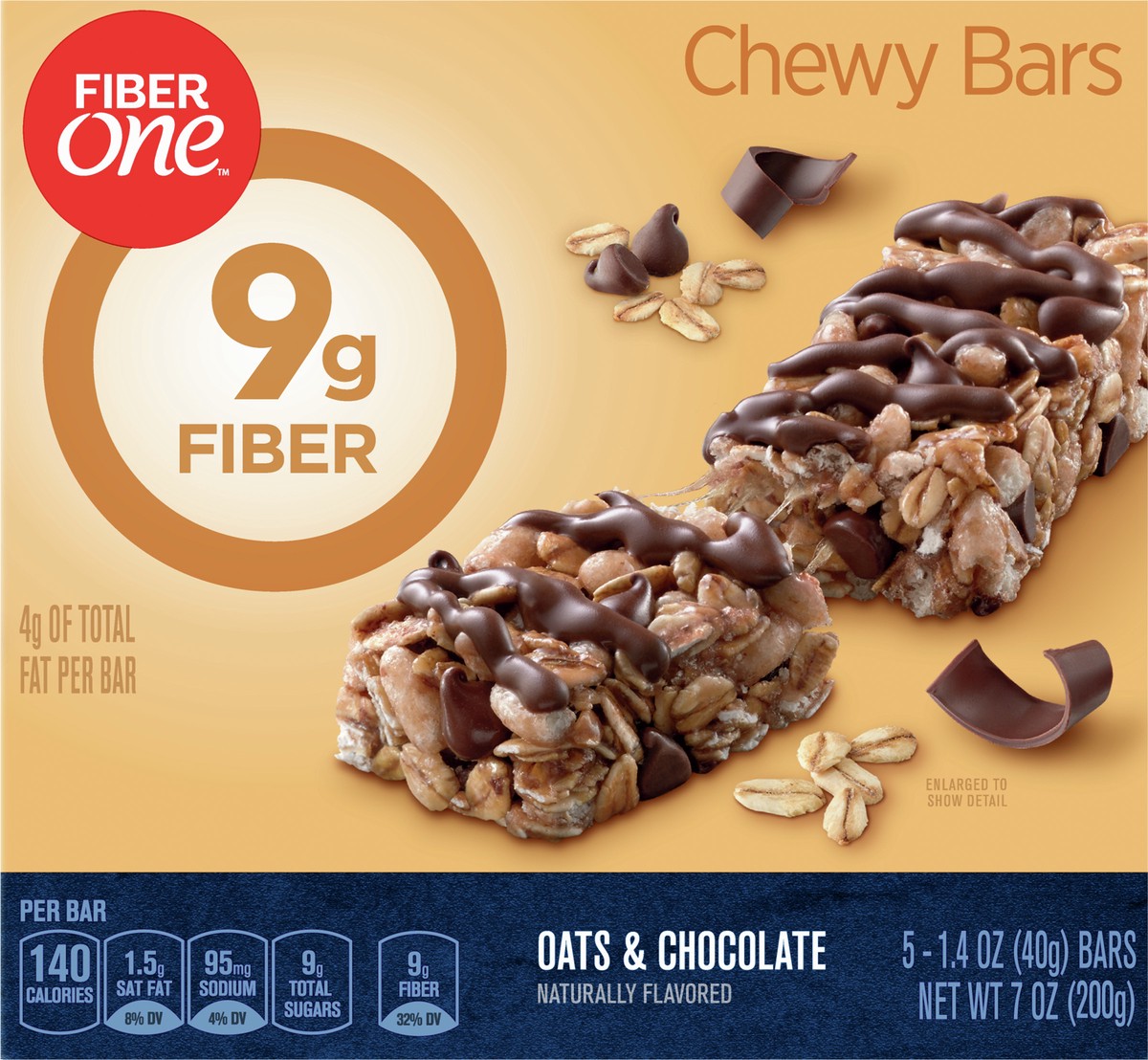 slide 6 of 9, Fiber One Chewy Bars, Oats & Chocolate, Fiber Snacks, 5 ct, 5 ct