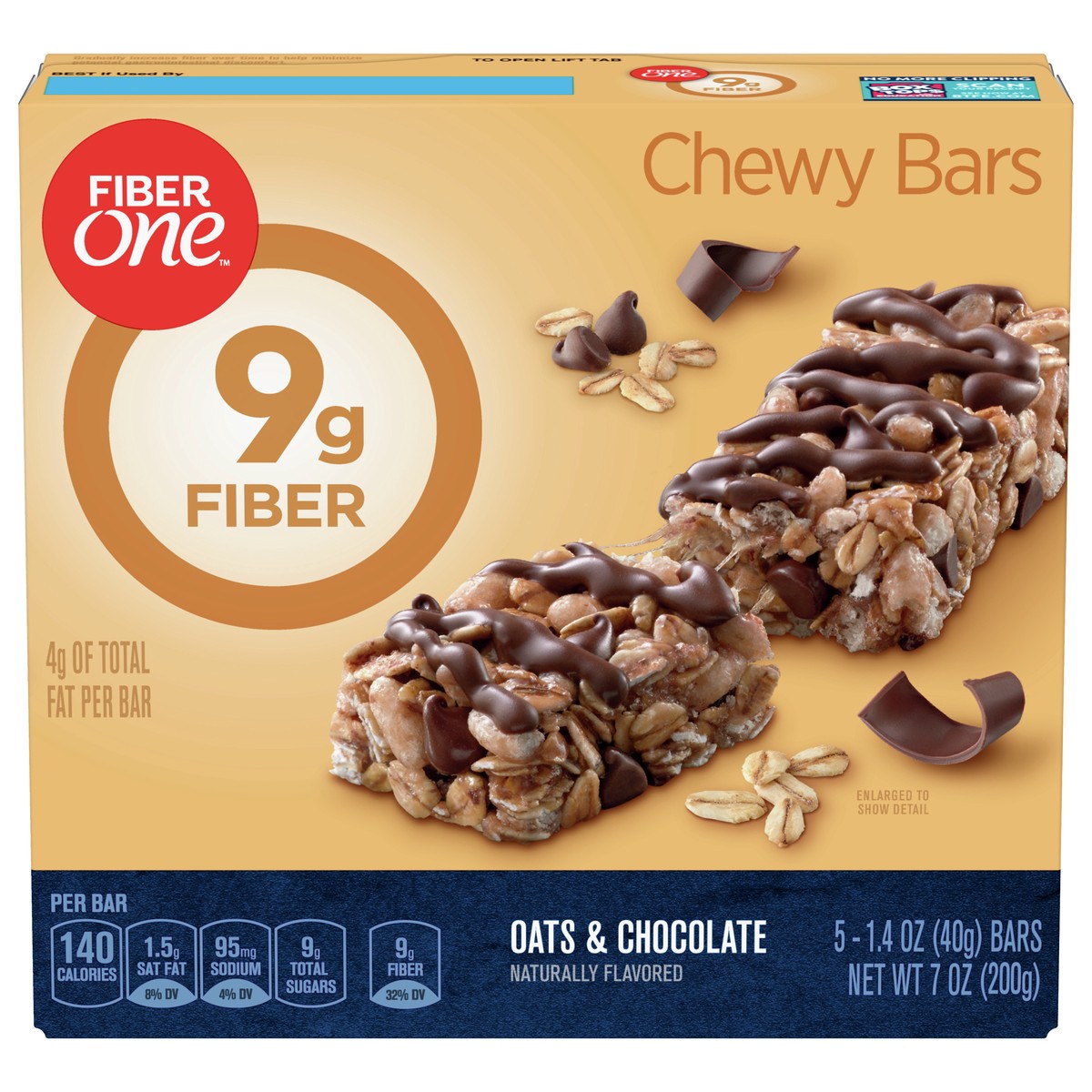 slide 1 of 9, Fiber One Chewy Bars, Oats & Chocolate, Fiber Snacks, 5 ct, 5 ct