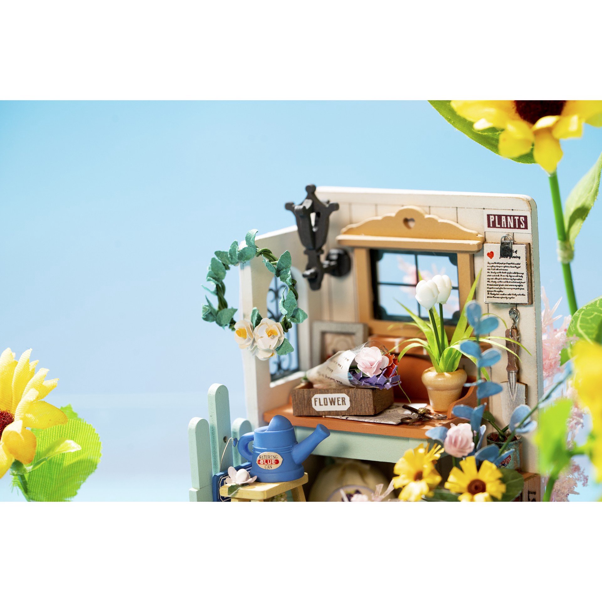 slide 2 of 8, Robotime Rolife Dreaming Terrace Garden Diy Miniature Kit, 3.78 in x 3.54 in x 3.54 in