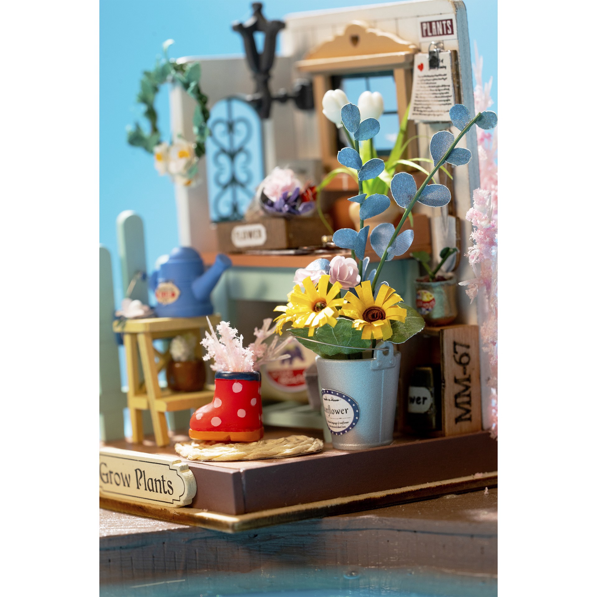 slide 6 of 8, Robotime Rolife Dreaming Terrace Garden Diy Miniature Kit, 3.78 in x 3.54 in x 3.54 in