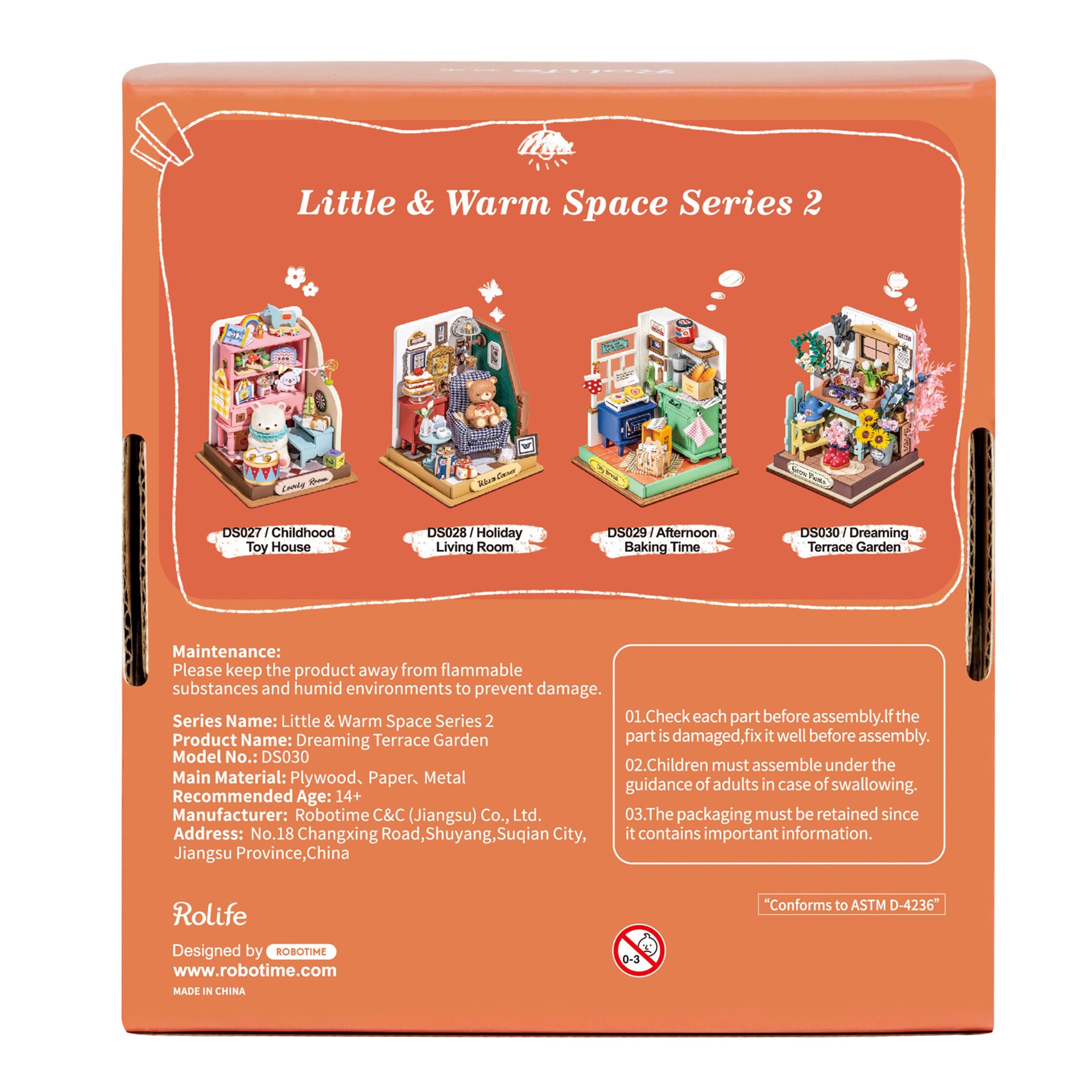 slide 8 of 8, Robotime Rolife Dreaming Terrace Garden Diy Miniature Kit, 3.78 in x 3.54 in x 3.54 in