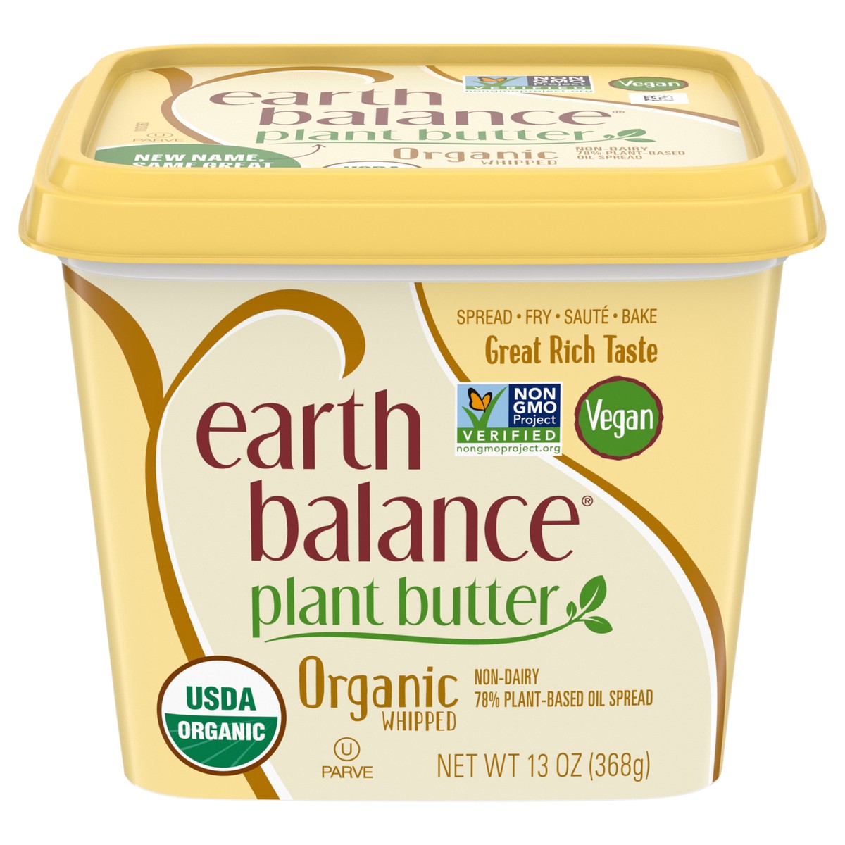 slide 1 of 5, Earth Balance Plant Butter Organic Whipped Plant Based Oil Spread, 13-oz. Tub, 13 oz