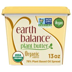Earth Balance Plant Butter Organic Whipped Plant Based Oil Spread, 13-oz. Tub