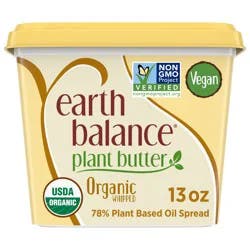 Earth Balance Plant Butter Organic Whipped Plant Based Oil Spread, 13-oz. Tub