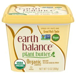 Earth Balance Plant Butter Organic Whipped Plant Based Oil Spread, 13-oz. Tub