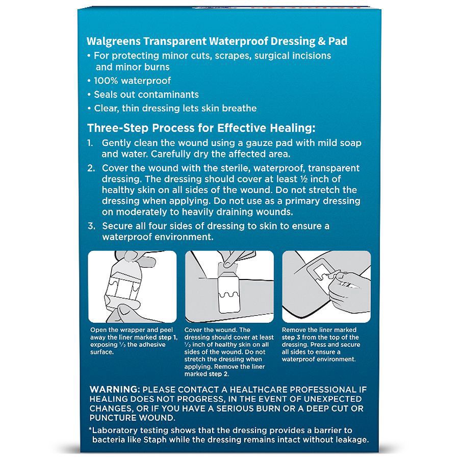 slide 5 of 5, Walgreens Transparent Waterproof Dressing & Pad, 5 ct