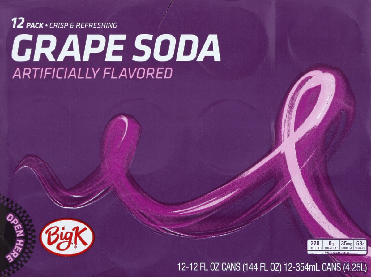 slide 6 of 6, Big K Caffeine Free Grape Soda - 12 ct; 12 fl oz, 12 ct; 12 fl oz