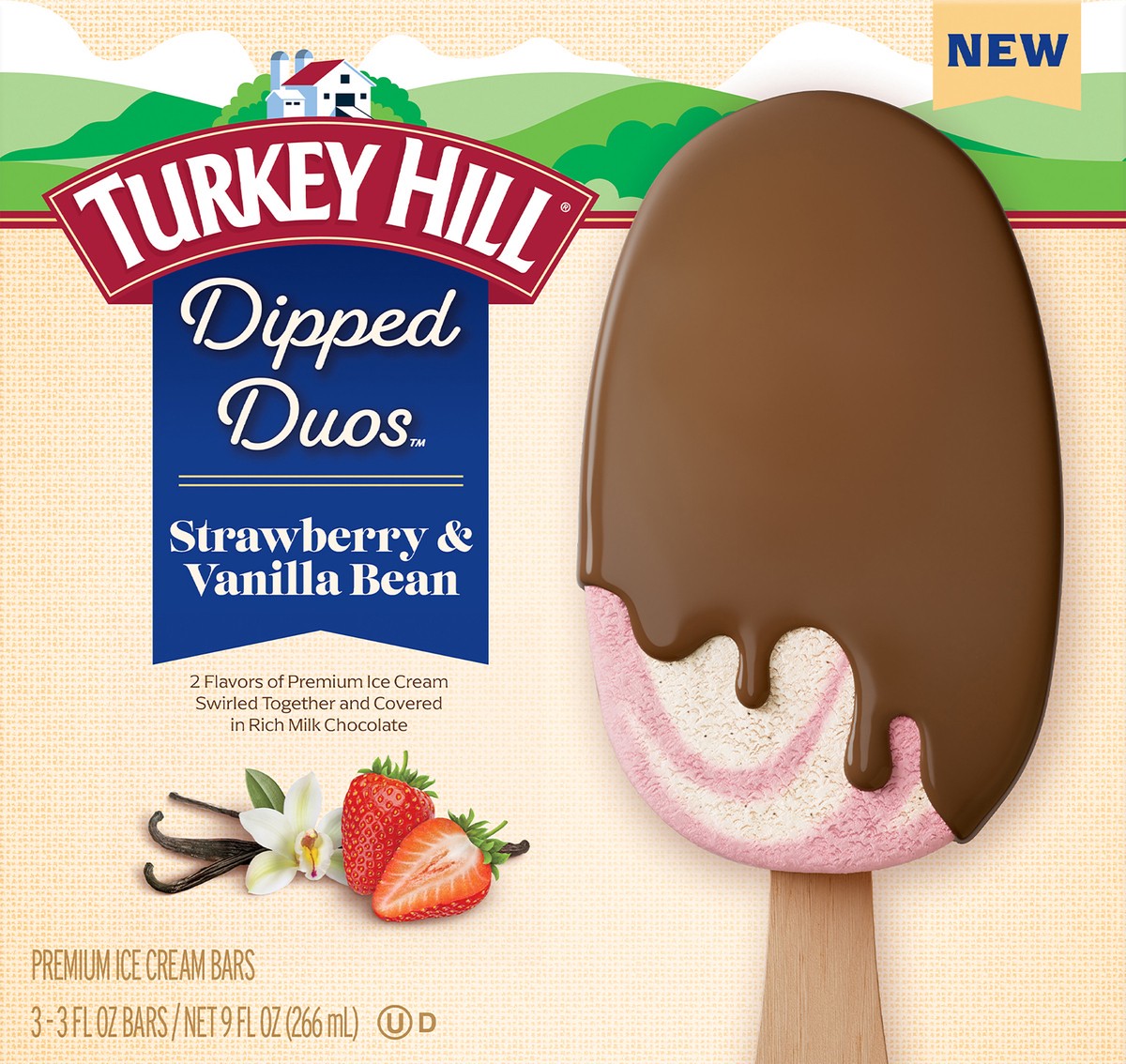 slide 9 of 9, Turkey Hill Strawberry & Vanilla Bean Dipped Duos, 3 ct