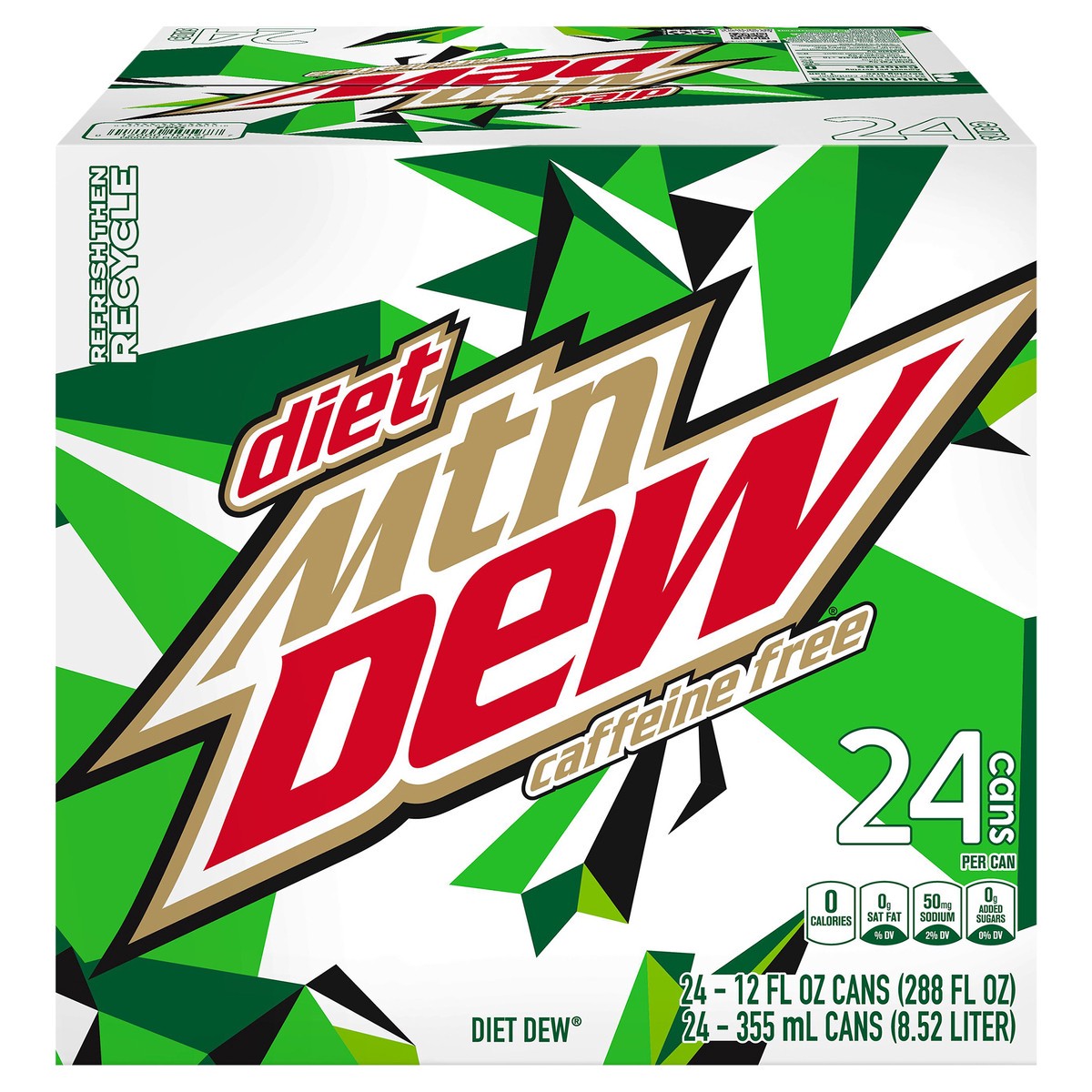 slide 1 of 12, Mountain Dew Diet Caffeine Free Soda Citrus - 24 ct, 24 ct