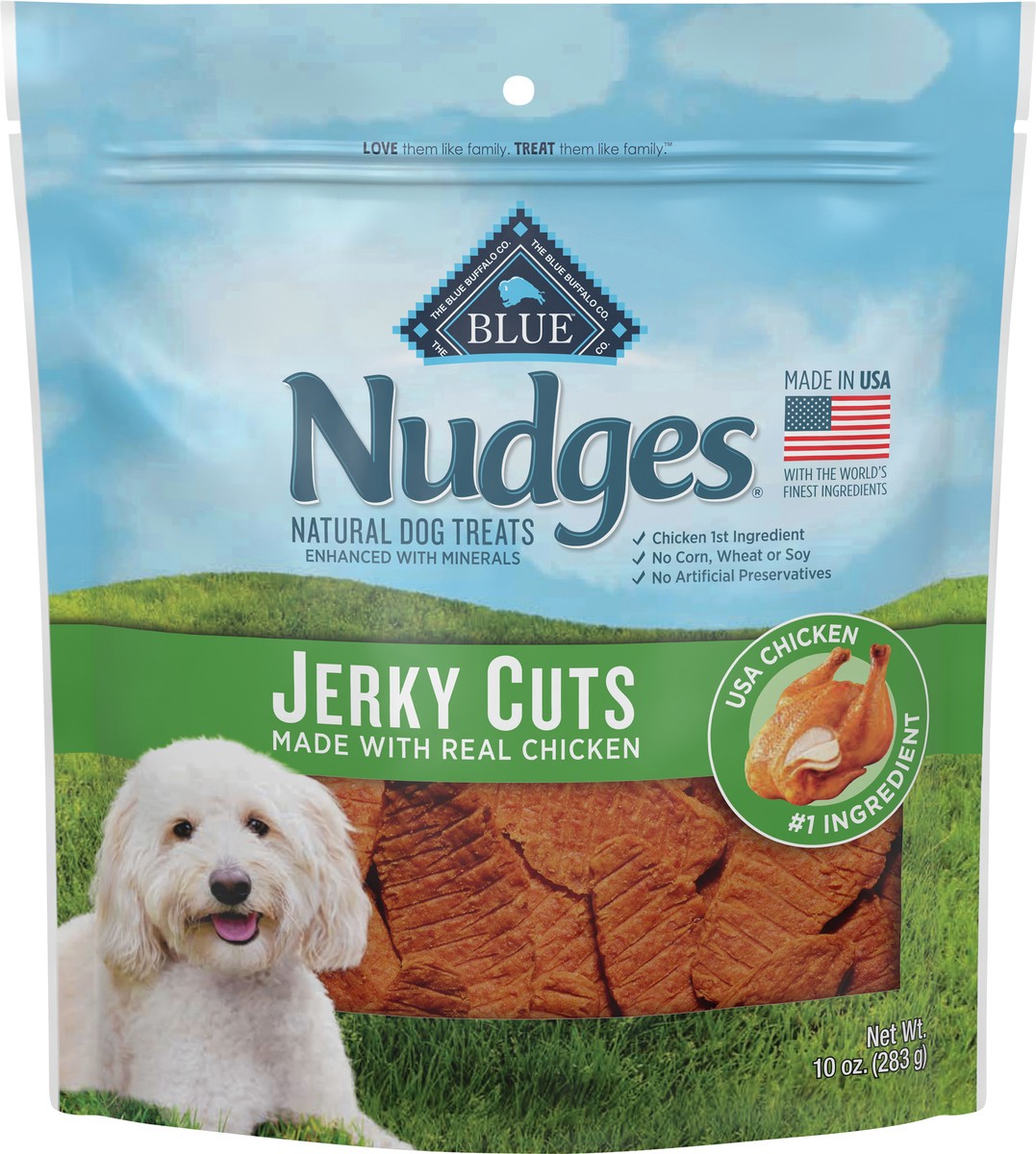 slide 3 of 5, Blue Buffalo Nudges Jerky Cuts Dog Treats, Chicken, 10-oz Bag, 10 oz