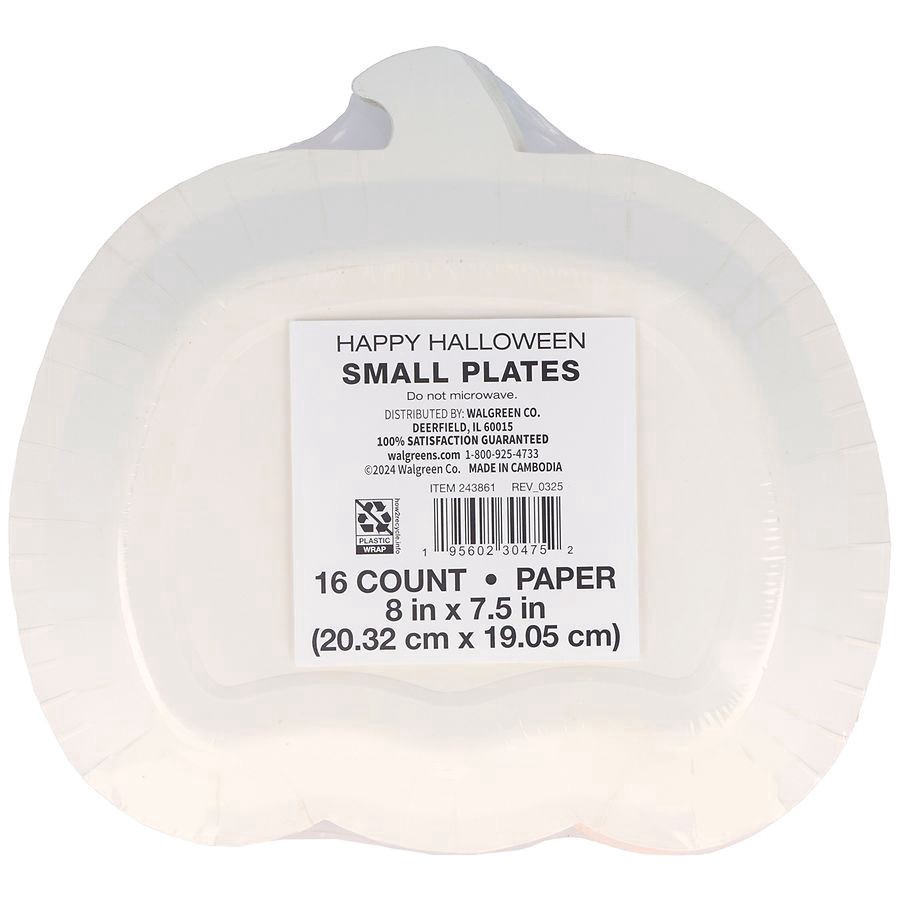 slide 2 of 5, Happy Halloween Plates Pumpkin Small, 16 ct