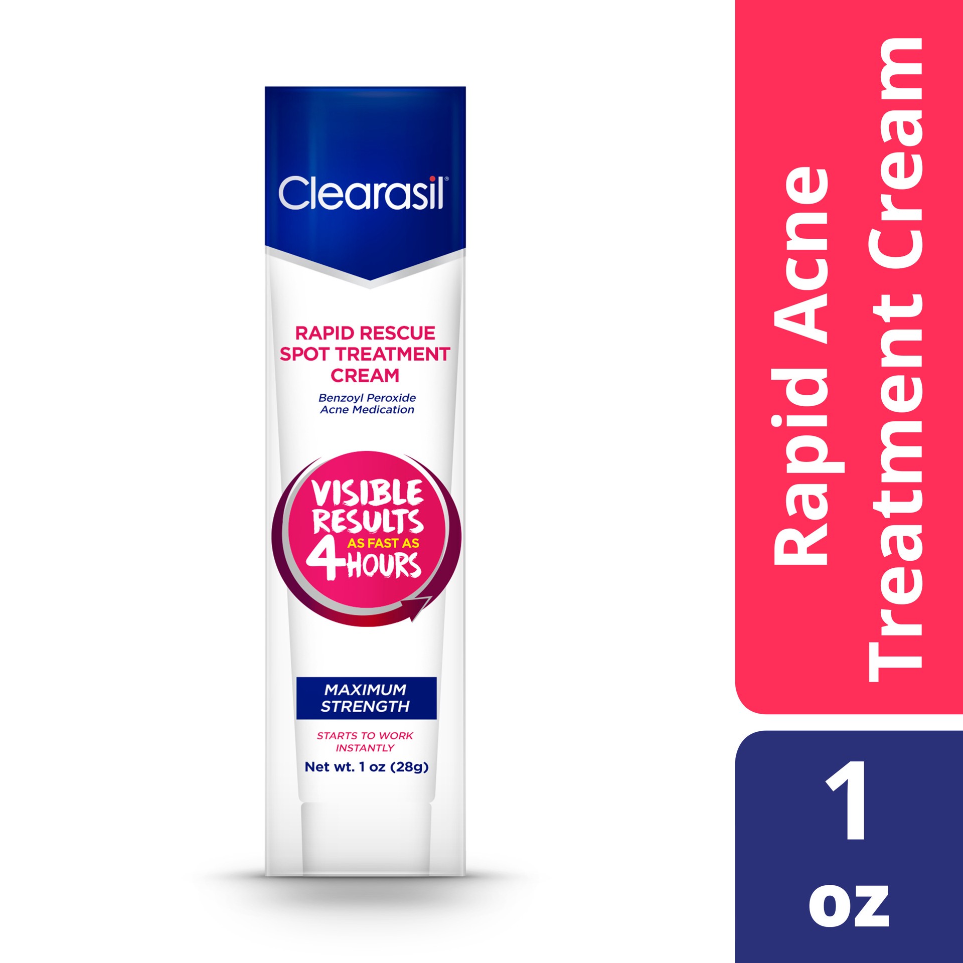 slide 1 of 5, Clearasil Rapid Rescue Spot Treatment Cream, 1 oz