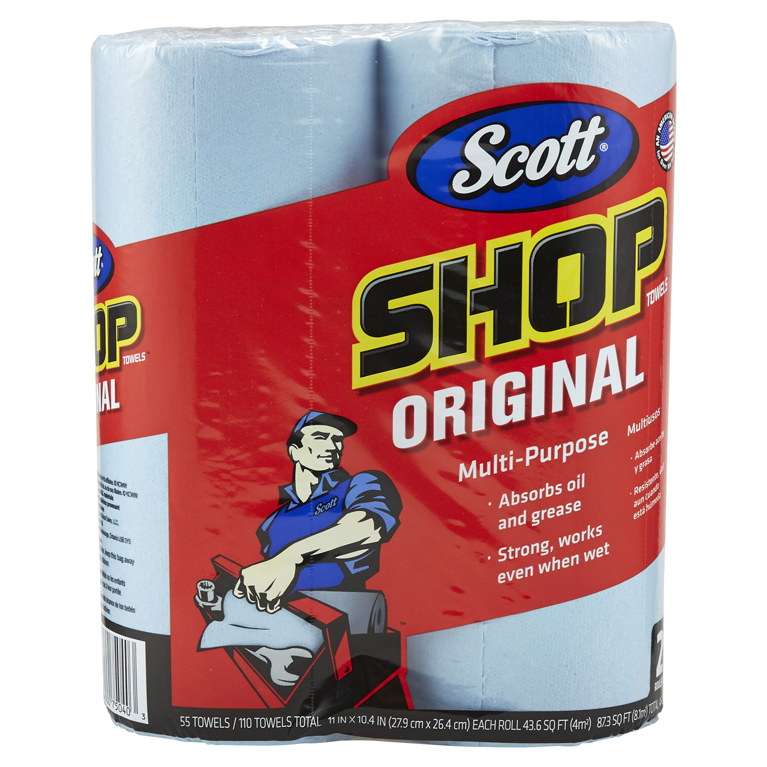 slide 1 of 2, Scott Shop Towel Double Roll Blue, 12 ct