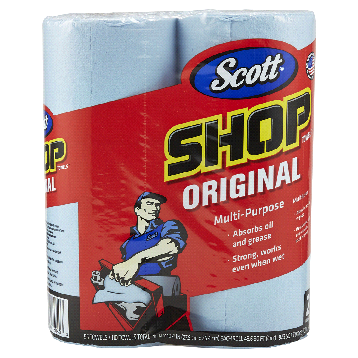 slide 1 of 1, Scott Shop Towel Double Roll Blue, 12 ct