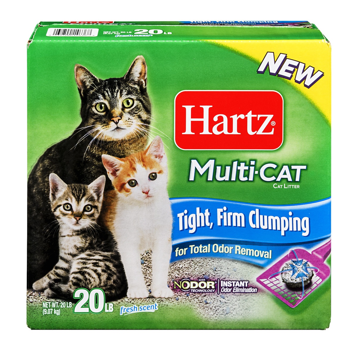 slide 1 of 1, Hartz Multi-Cat Odor Removal Clumping Cat Litter, 20 lb