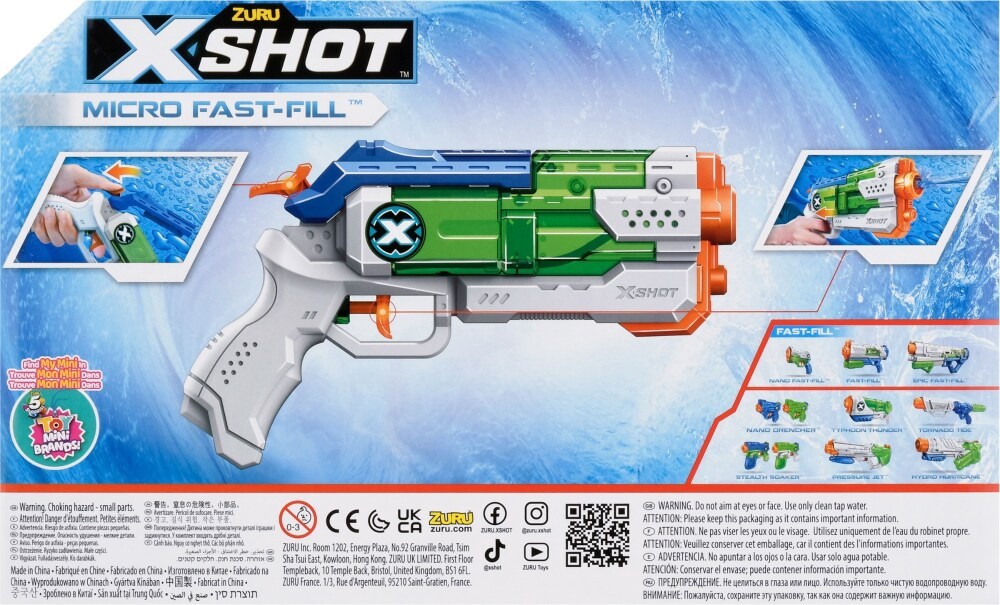 slide 3 of 5, ZURU X-Shot Nano Fast-Fill Water Blaster, 1 ct