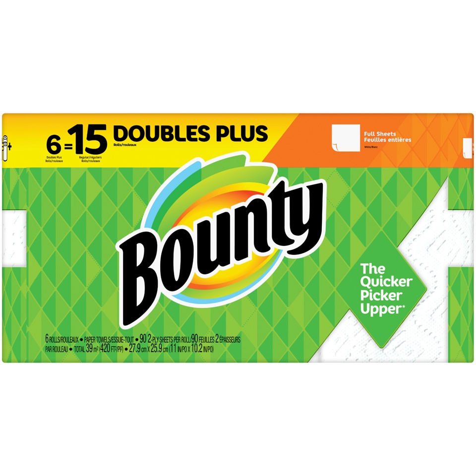 slide 2 of 4, Bounty White Doubles Plus Paper Towels, 6 ct