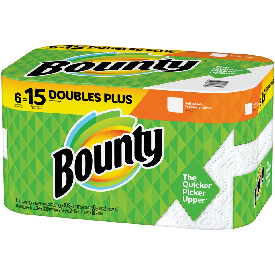 slide 4 of 4, Bounty White Doubles Plus Paper Towels, 6 ct