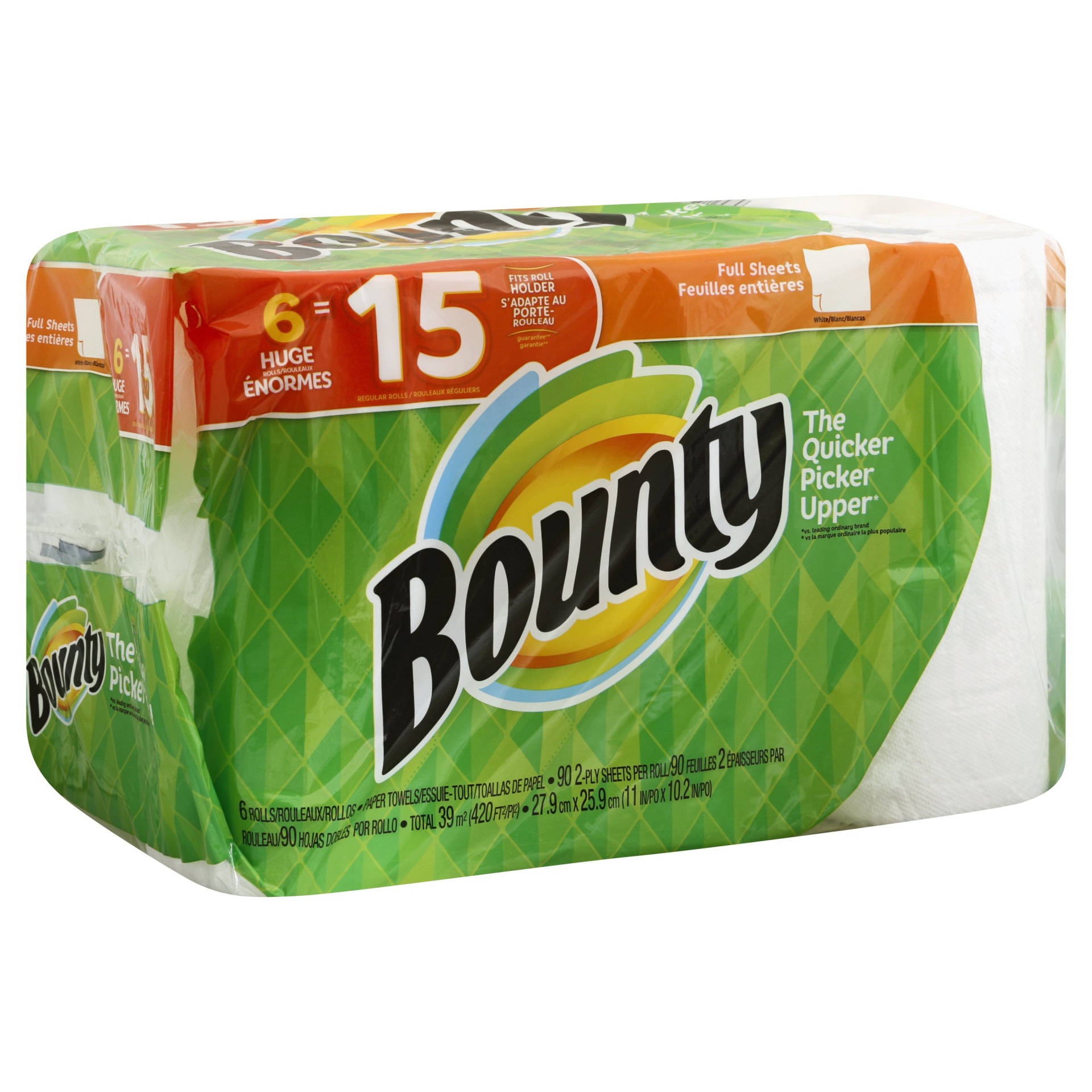 slide 1 of 4, Bounty White Doubles Plus Paper Towels, 6 ct
