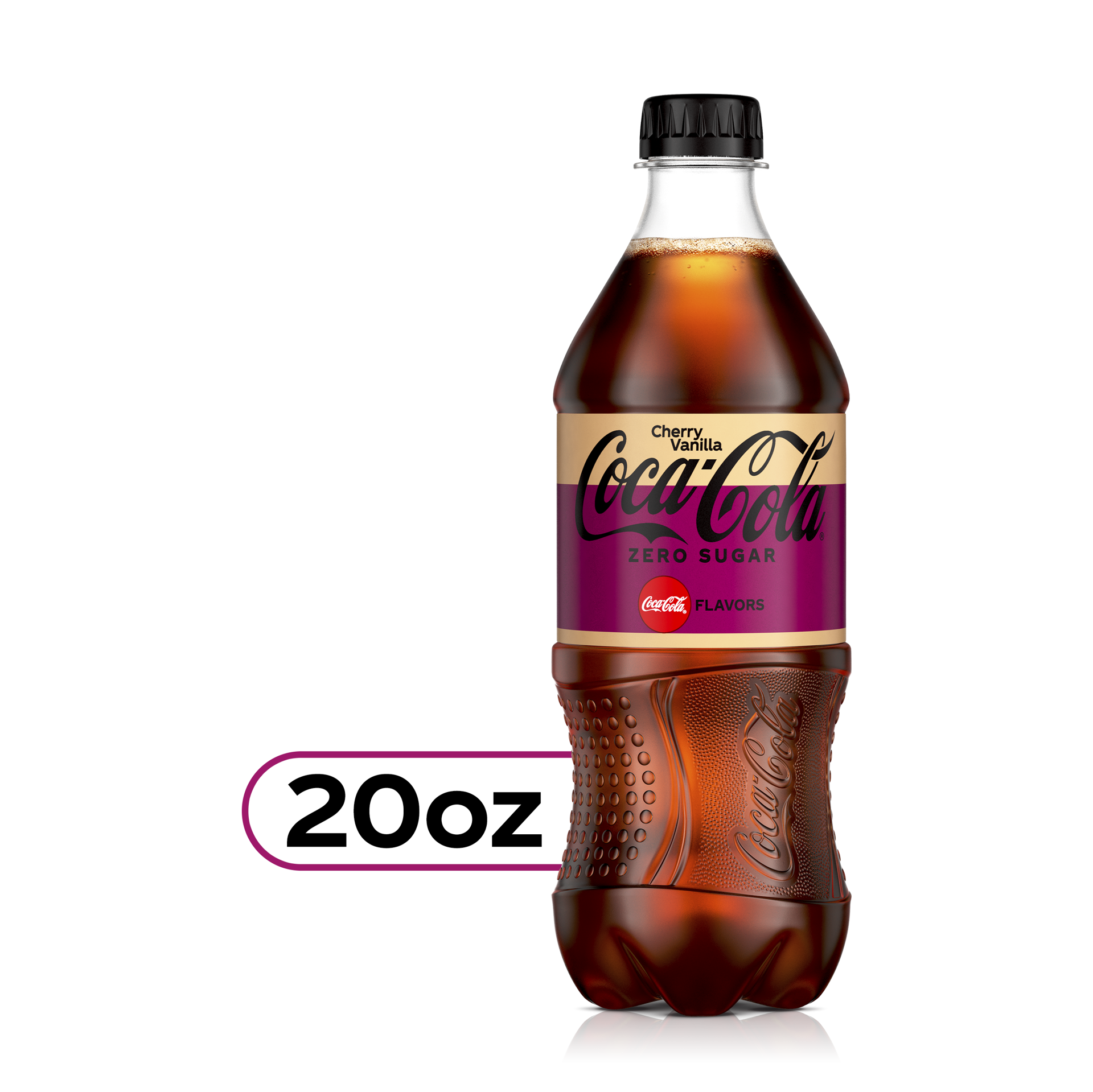 slide 1 of 12, Coca-Cola Cherry Vanilla Coke Zero Sugar, Cherry Vanilla Flavored Coca-Cola Diet Soda Pop Soft Drink, 20 fl oz, 20 oz