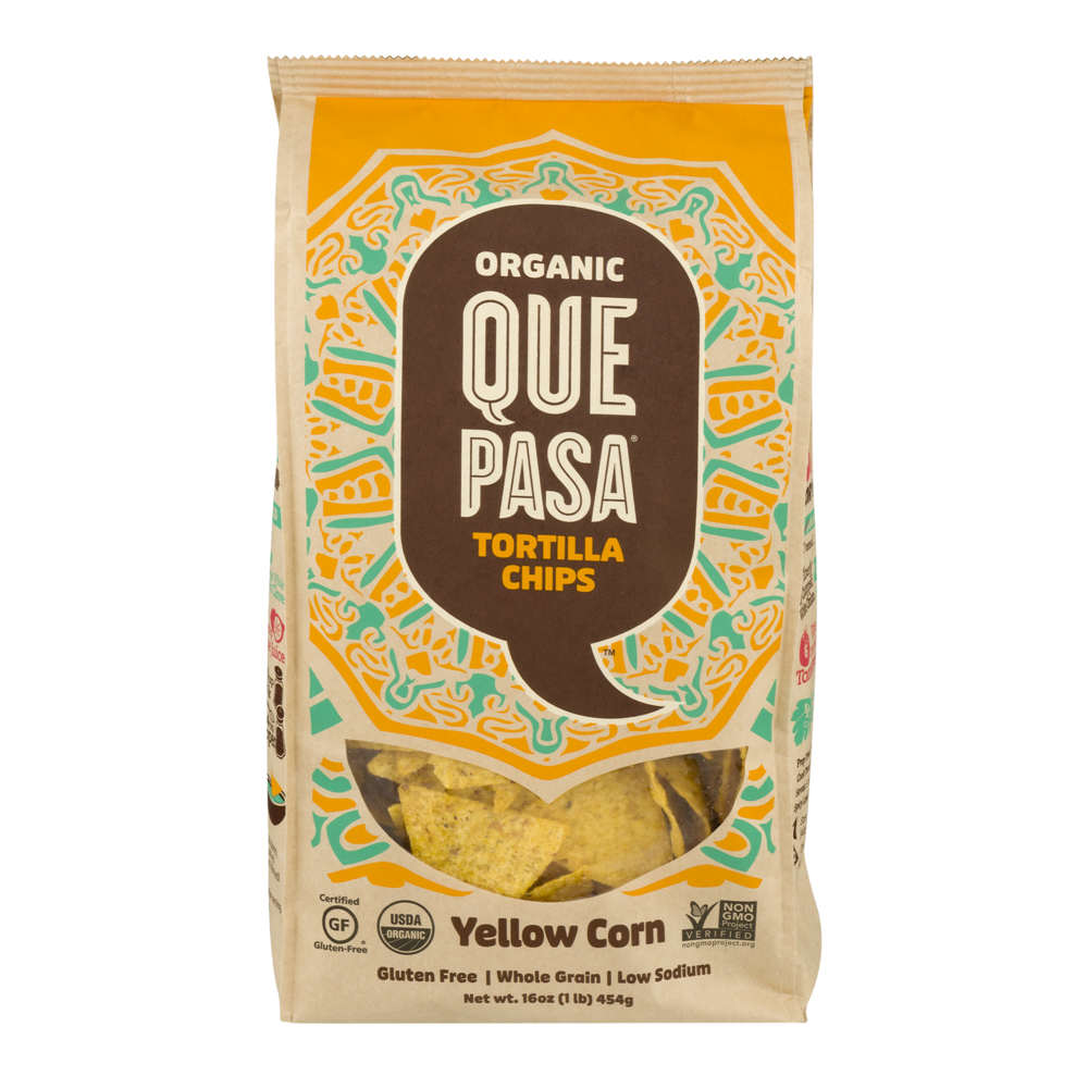 slide 1 of 5, Que Pasa Organic Tortilla Chips Yellow Corn, 16 oz