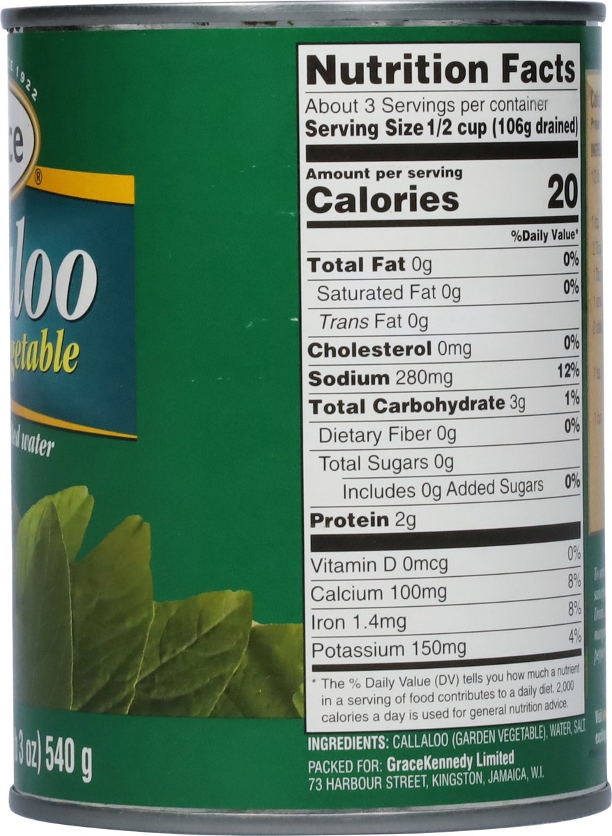 slide 4 of 9, Grace Garden Vegetable Callaloo 19 oz, 19 oz