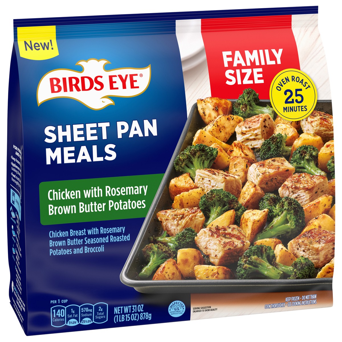 slide 3 of 8, Birds Eye Chicken with Rosemary Brown Butter Potatoes Sheet Pan Meals Family Size 31 oz, 31 oz