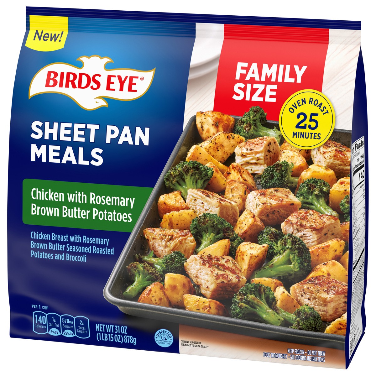 slide 6 of 8, Birds Eye Chicken with Rosemary Brown Butter Potatoes Sheet Pan Meals Family Size 31 oz, 31 oz