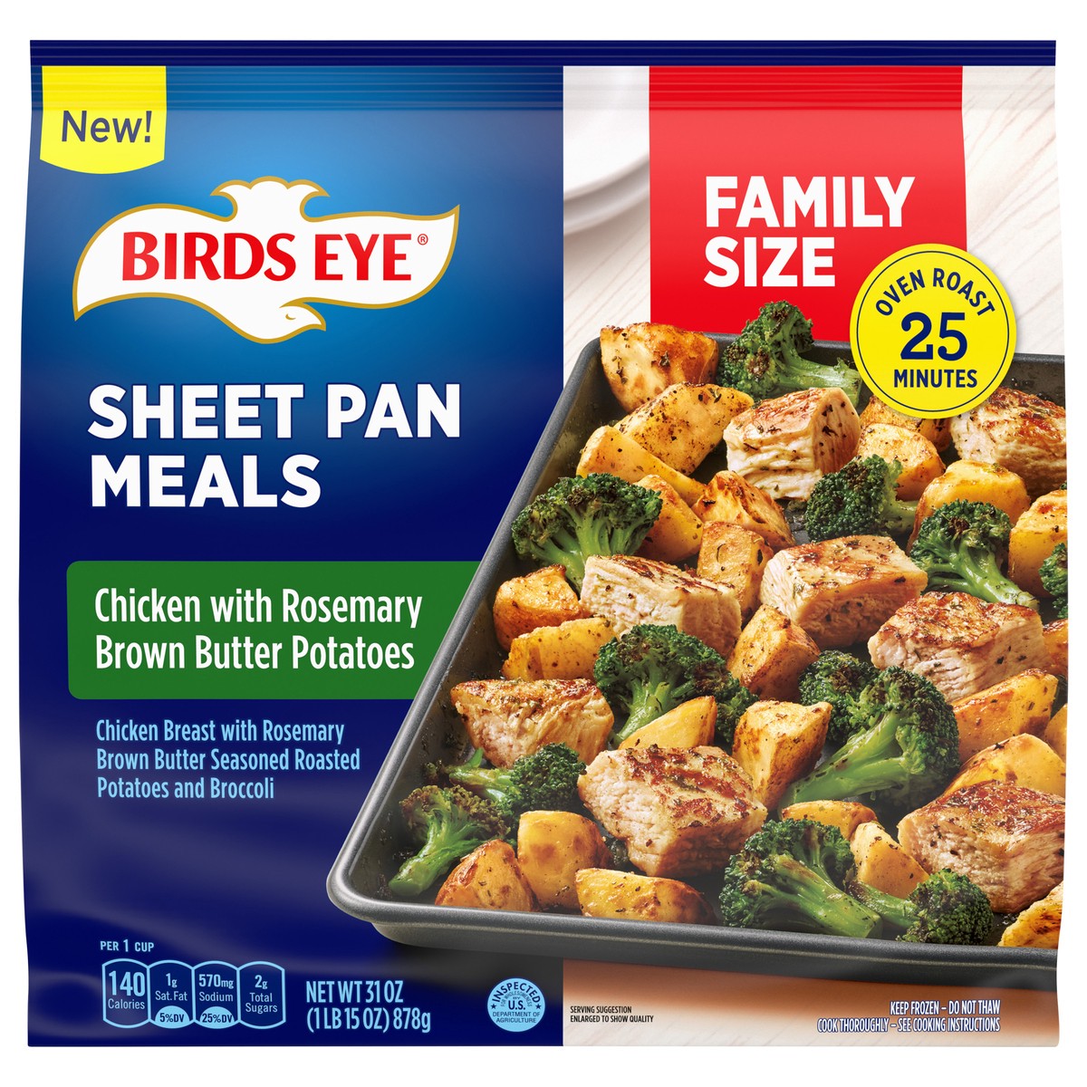 slide 1 of 8, Birds Eye Chicken with Rosemary Brown Butter Potatoes Sheet Pan Meals Family Size 31 oz, 31 oz