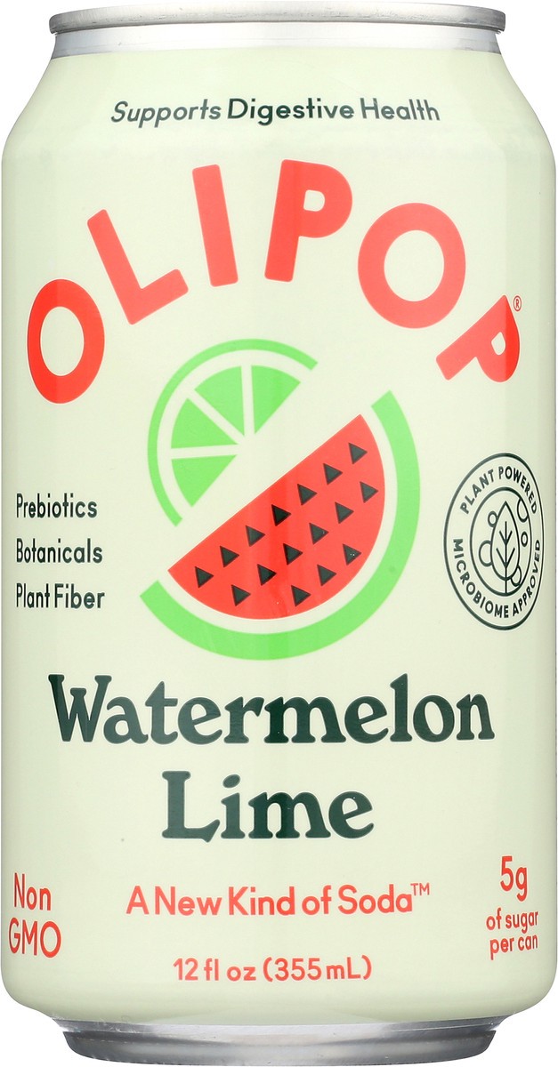 slide 12 of 14, OLIPOP Watermelon Lime Prebiotic Soda -12 fl oz, 12 fl oz