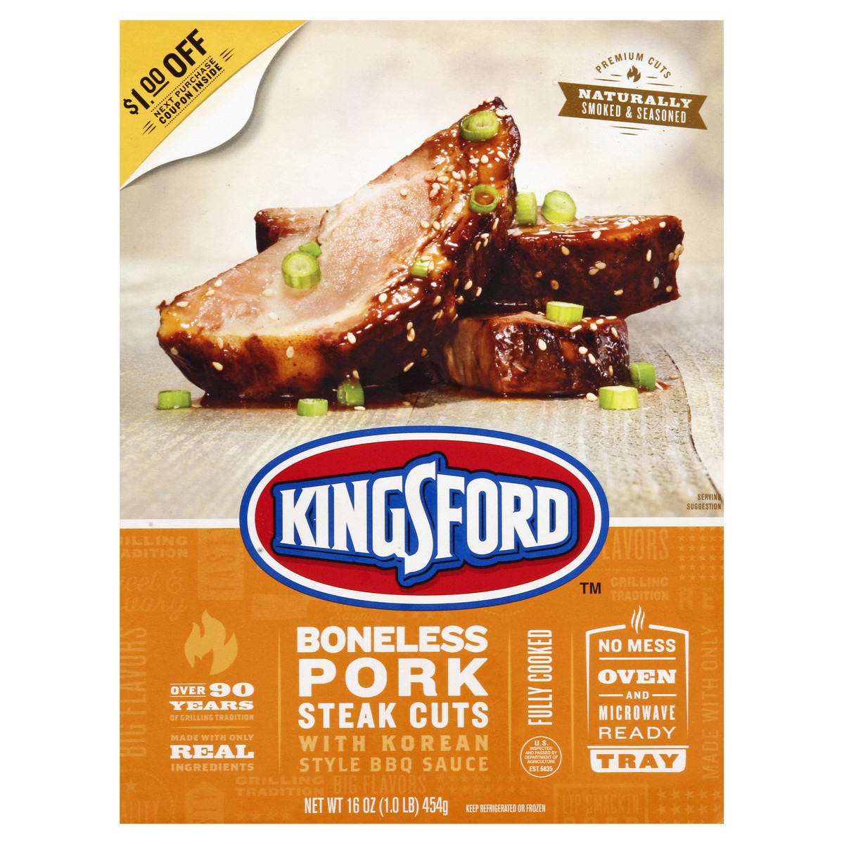 slide 4 of 5, Kingsford Pork Steak Cuts 16 oz, 16 oz