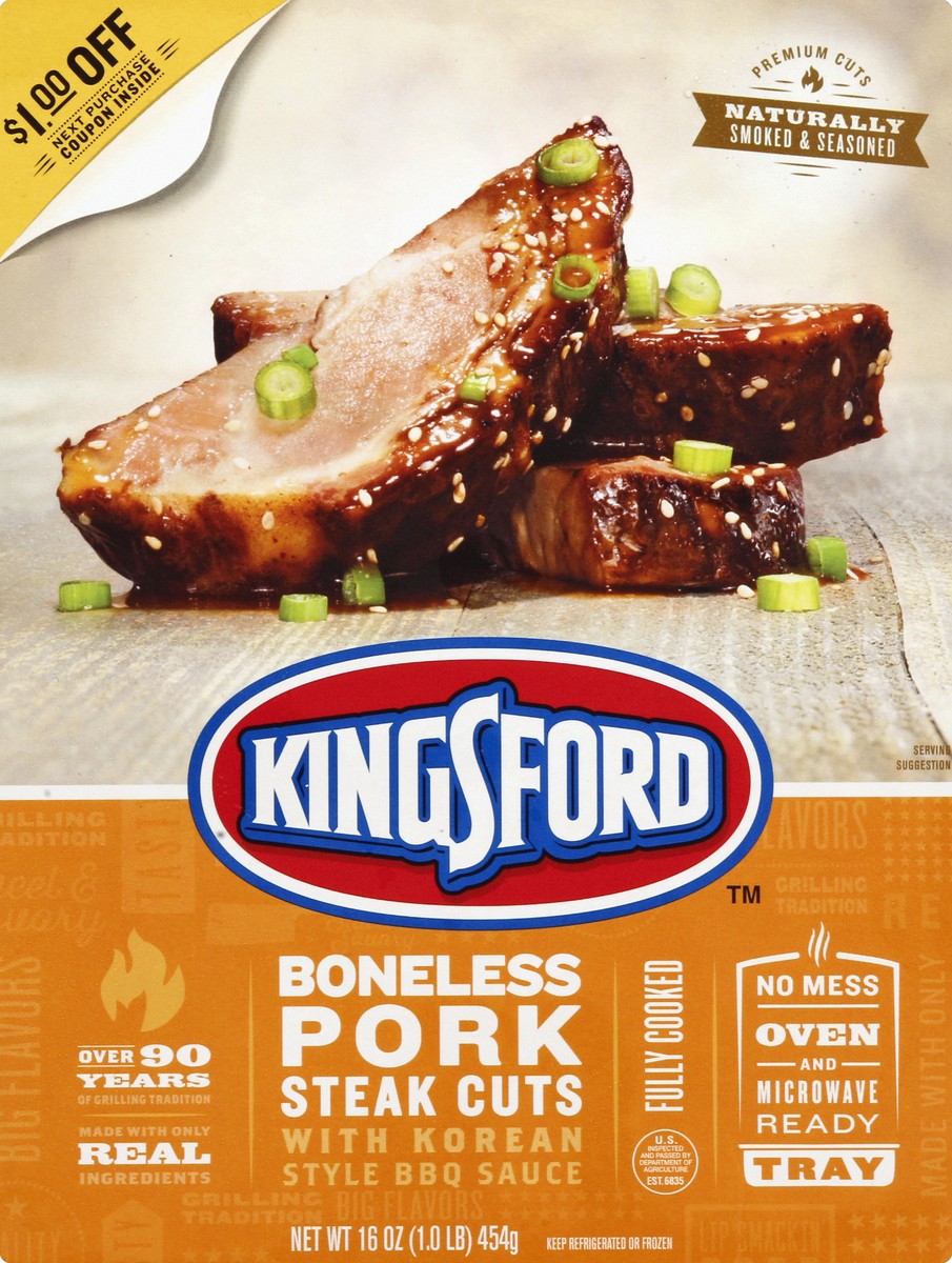 slide 1 of 5, Kingsford Pork Steak Cuts 16 oz, 16 oz