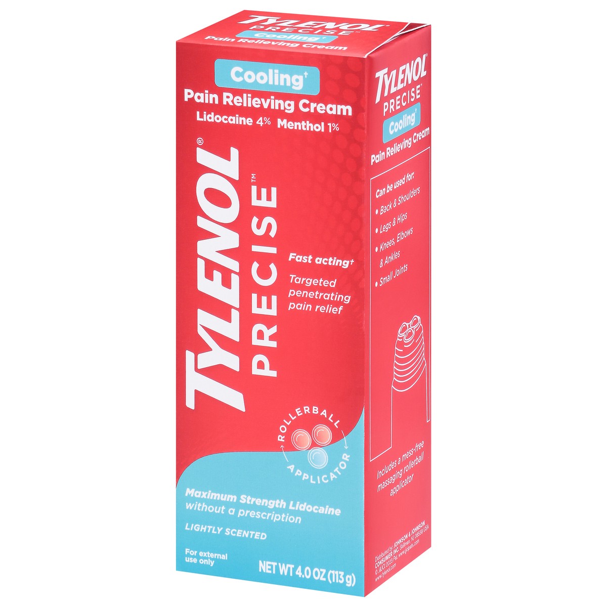 slide 8 of 10, Tylenol Precise Cooling Pain Relieving Cream, Maximum Strength 4% Lidocaine and 1% Menthol - 4oz, 4 oz