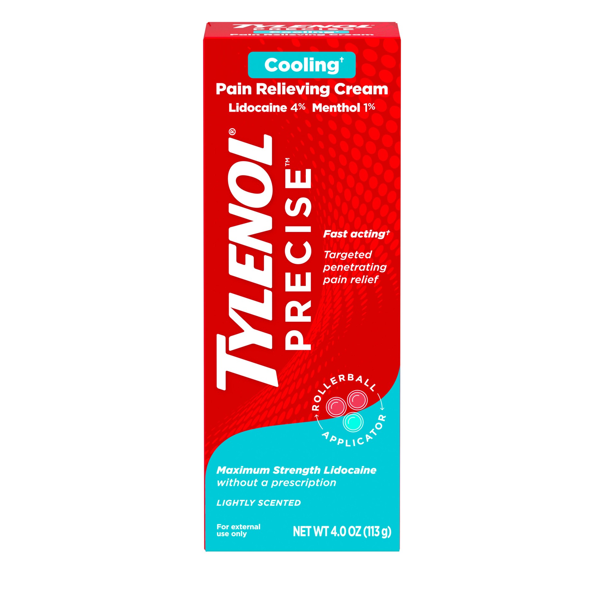 slide 1 of 10, Tylenol Precise Cooling Pain Relieving Cream, Maximum Strength 4% Lidocaine and 1% Menthol - 4oz, 4 oz