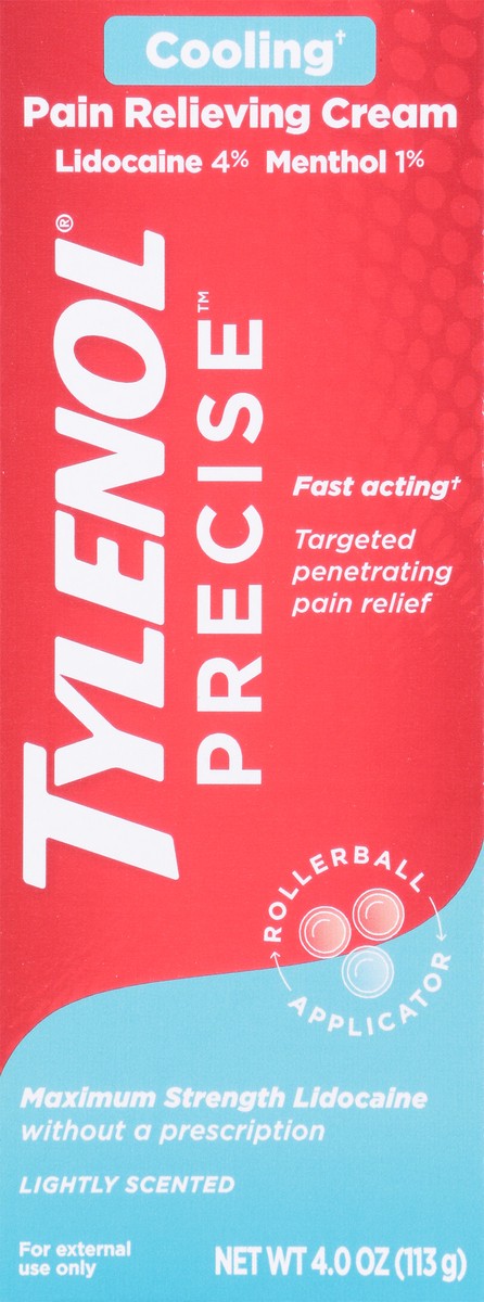 slide 10 of 10, Tylenol Precise Cooling Pain Relieving Cream, Maximum Strength 4% Lidocaine and 1% Menthol - 4oz, 4 oz