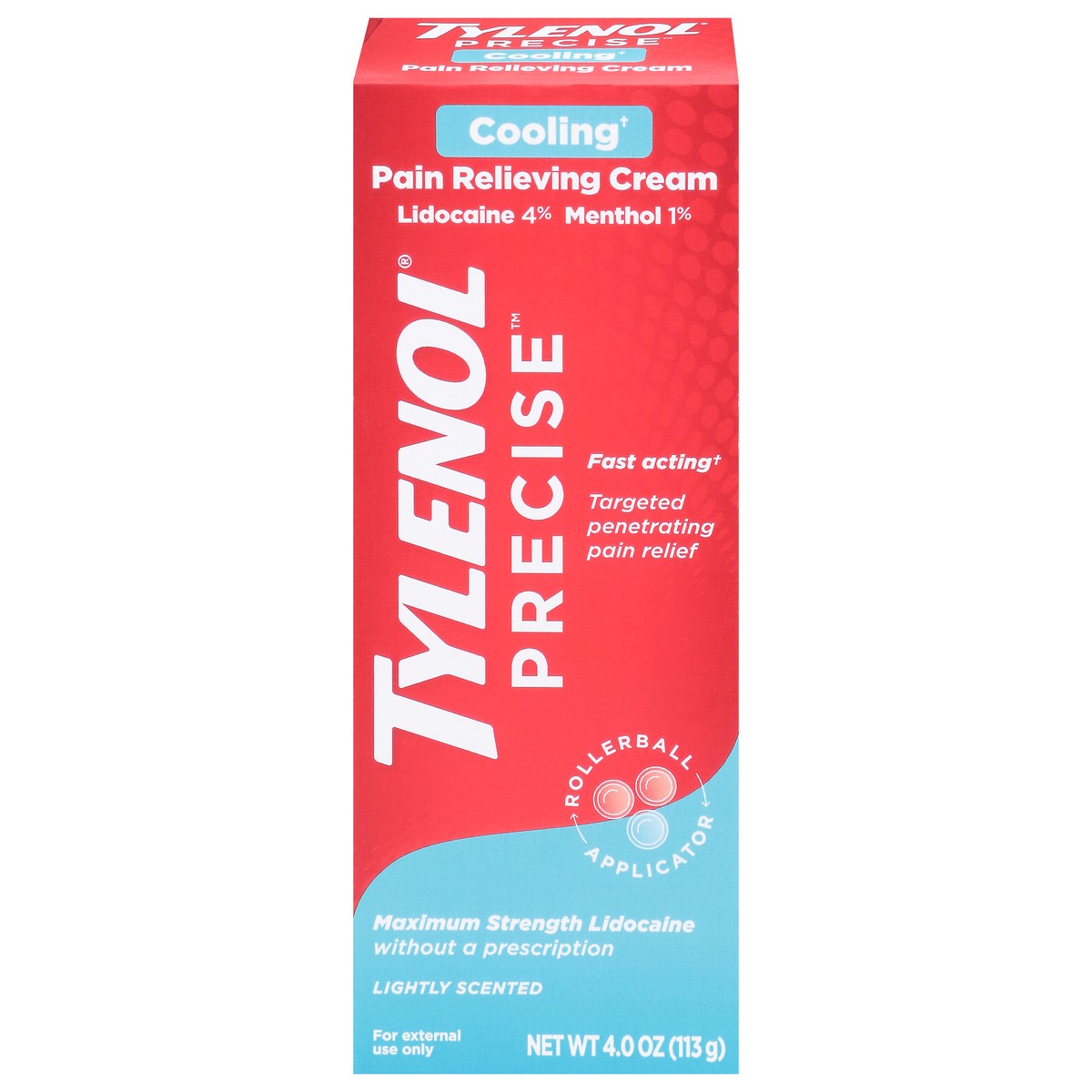 slide 7 of 10, Tylenol Precise Cooling Pain Relieving Cream, Maximum Strength 4% Lidocaine and 1% Menthol - 4oz, 4 oz