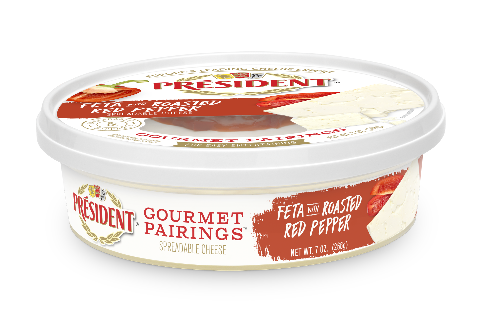 slide 1 of 1, Président Gourmet Pairings Feta With Roasted Red Pepper, 7 oz